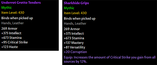 Cleansed or Corrupted item - Simming corrupted gear